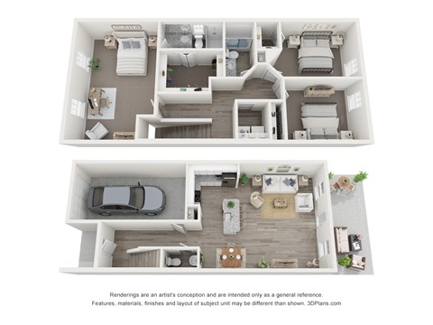 Floor plan for 3 beds, 2.5 baths, 1680 sqft
